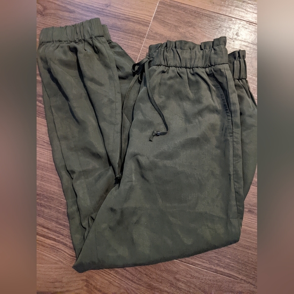 Banana Republic  - Lyocell Flyweight Jogger Paper Bag Pants - Med Petite (Olive) - Picture 12 of 12